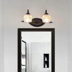 Applique murale vintage à 3 lumières pour salle de bain avec abat-jour en verre arqué