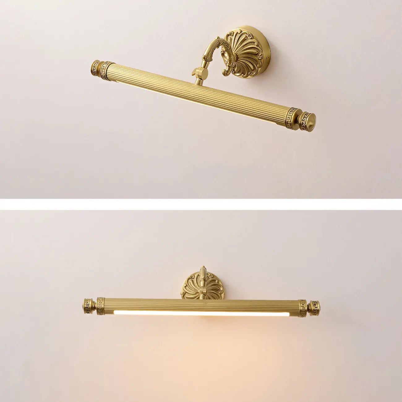 Applique murale LED dorée pour salle de bain avec lumière chaude