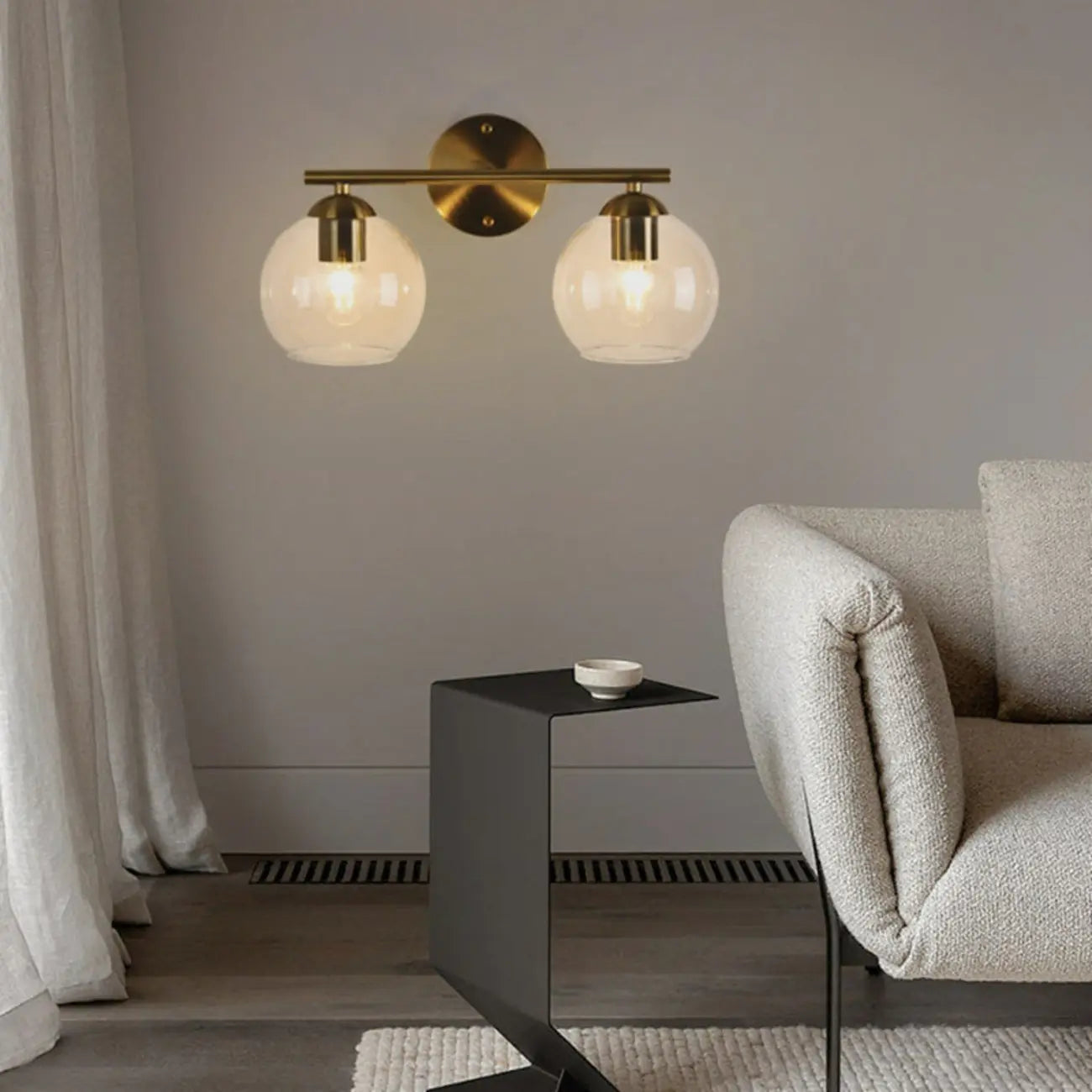 Applique murale moderne à deux globes LED pour salle de bain