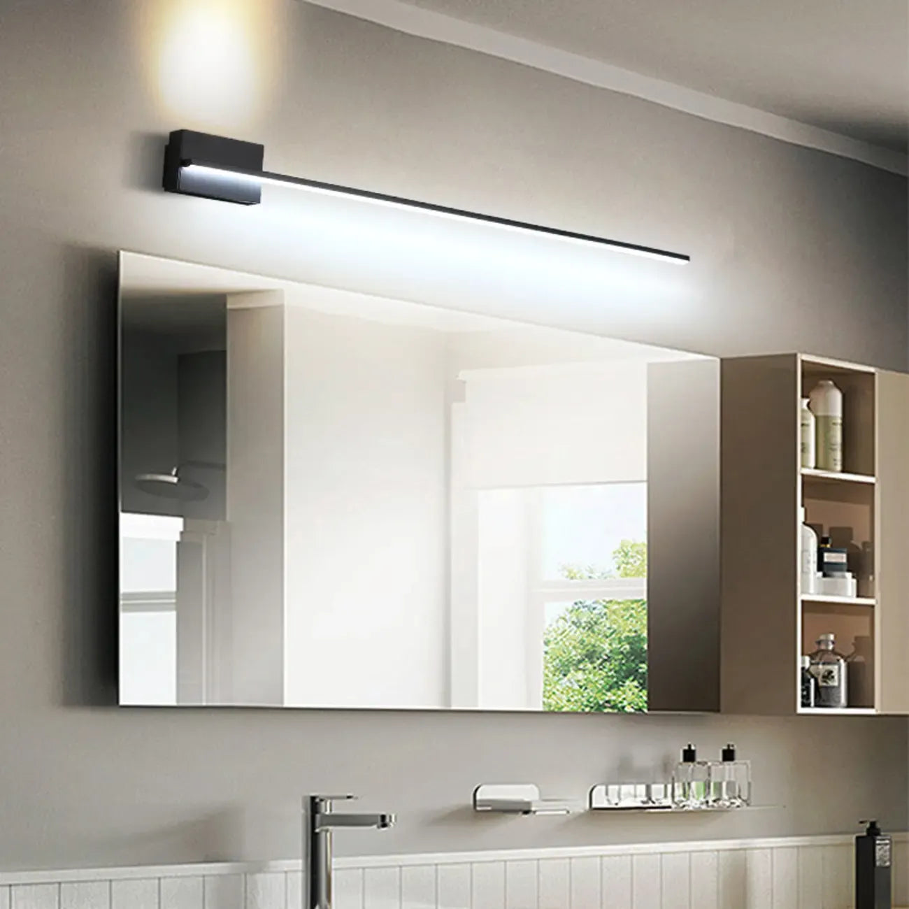 Applique murale LED moderne pour salle de bain avec barre mince