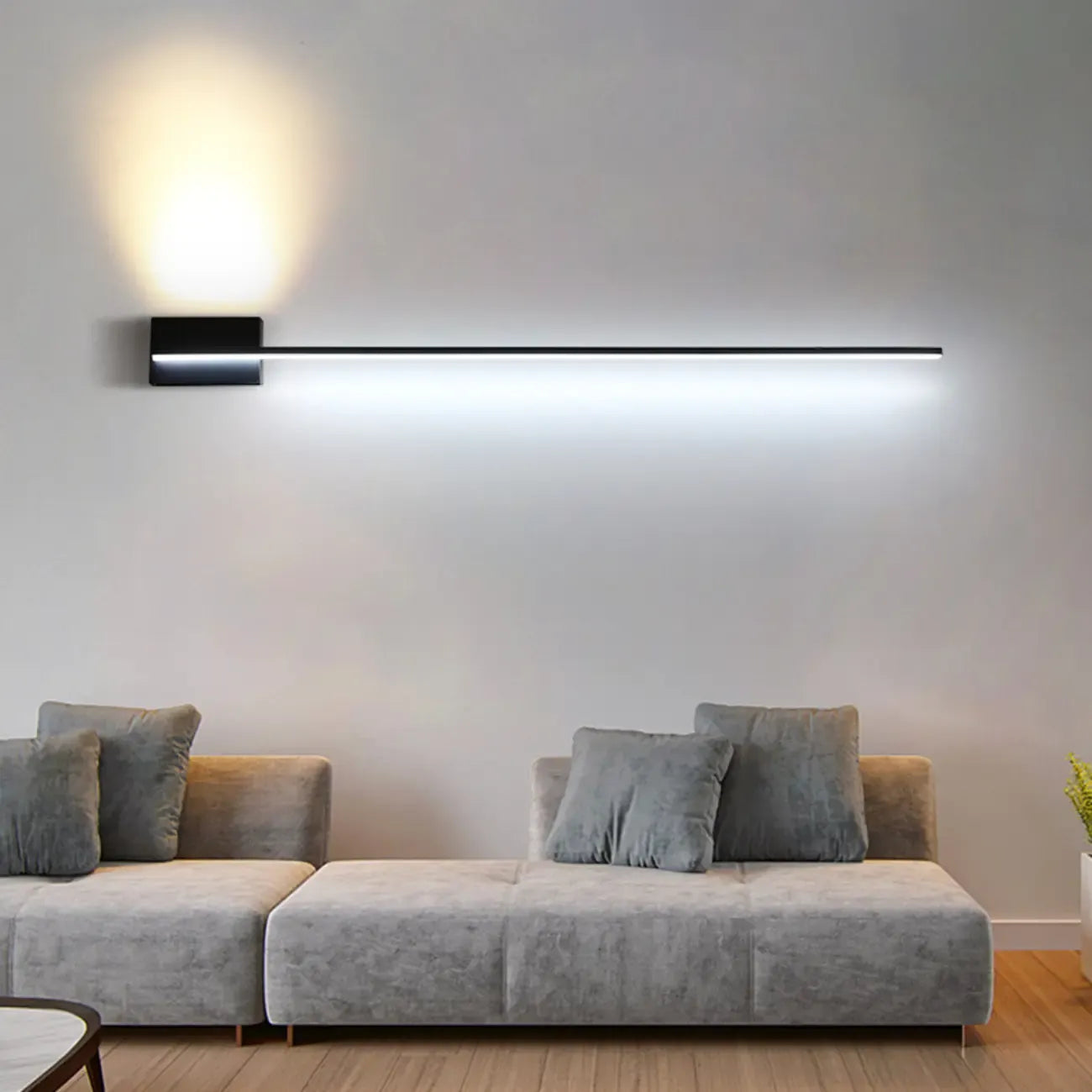 Applique murale LED moderne pour salle de bain avec barre mince