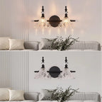 Applique murale moderne en verre à motif floral pour salle de bain, coloris noir/laiton