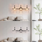 Applique murale moderne en verre à motif floral pour salle de bain, coloris noir/laiton