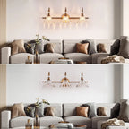 Applique murale moderne en verre à motif floral pour salle de bain, coloris noir/laiton