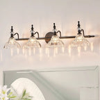 Applique murale moderne en verre à motif floral pour salle de bain, coloris noir/laiton