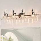 Applique murale moderne en verre à motif floral pour salle de bain, coloris noir/laiton