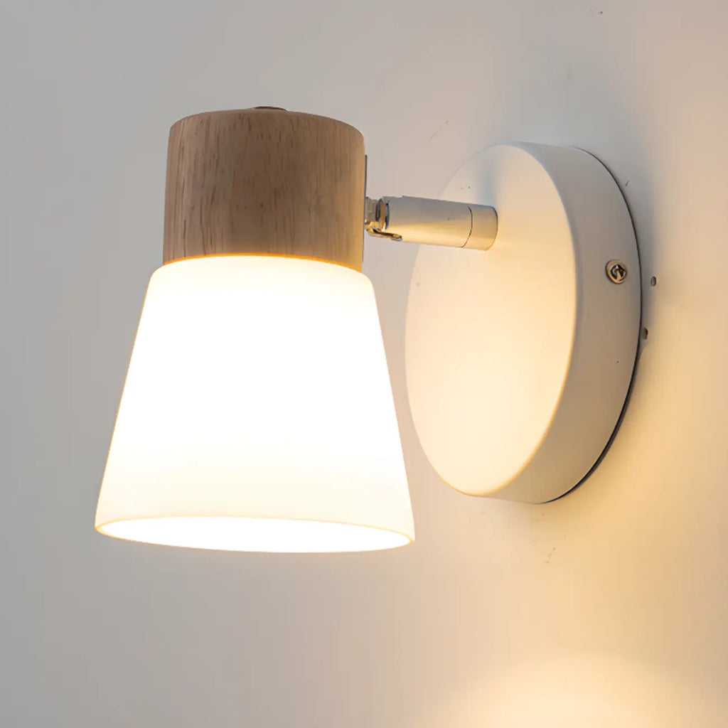 Applique murale moderne à 2 lumières en bois et verre pour salle de bain