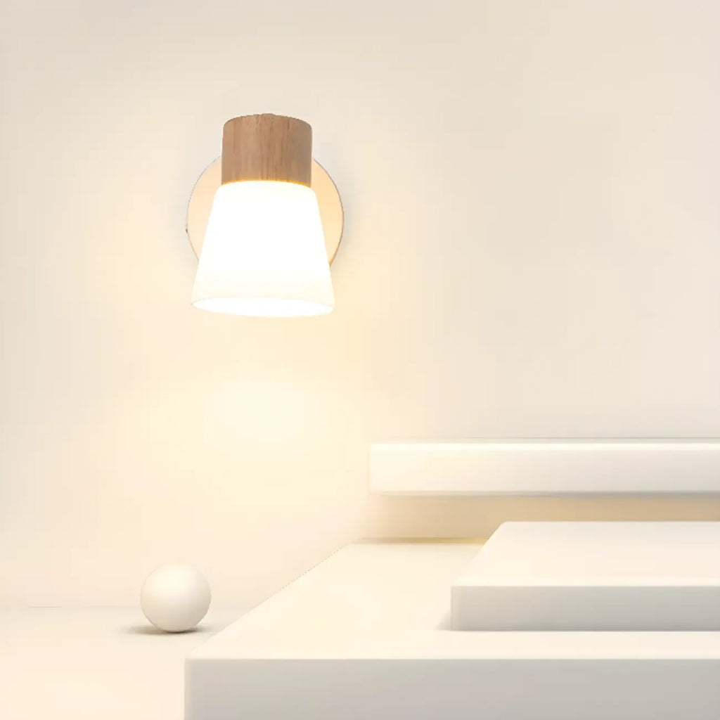 Applique murale moderne à 2 lumières en bois et verre pour salle de bain