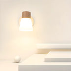 Applique murale moderne à 2 lumières en bois et verre pour salle de bain