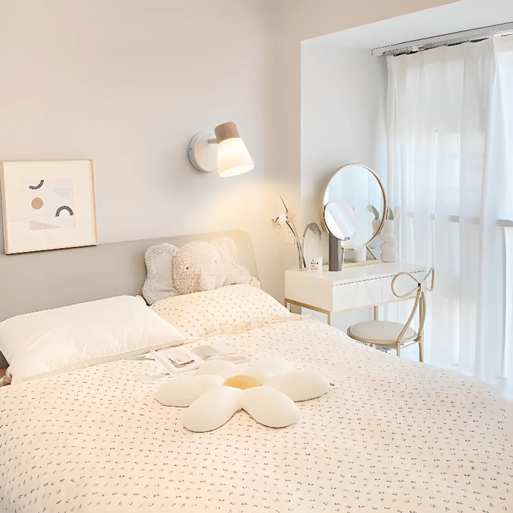 Applique murale moderne à 2 lumières en bois et verre pour salle de bain
