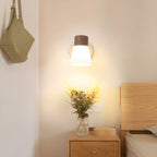 Applique murale moderne à 2 lumières en bois et verre pour salle de bain