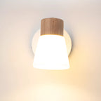 Applique murale moderne à 2 lumières en bois et verre pour salle de bain