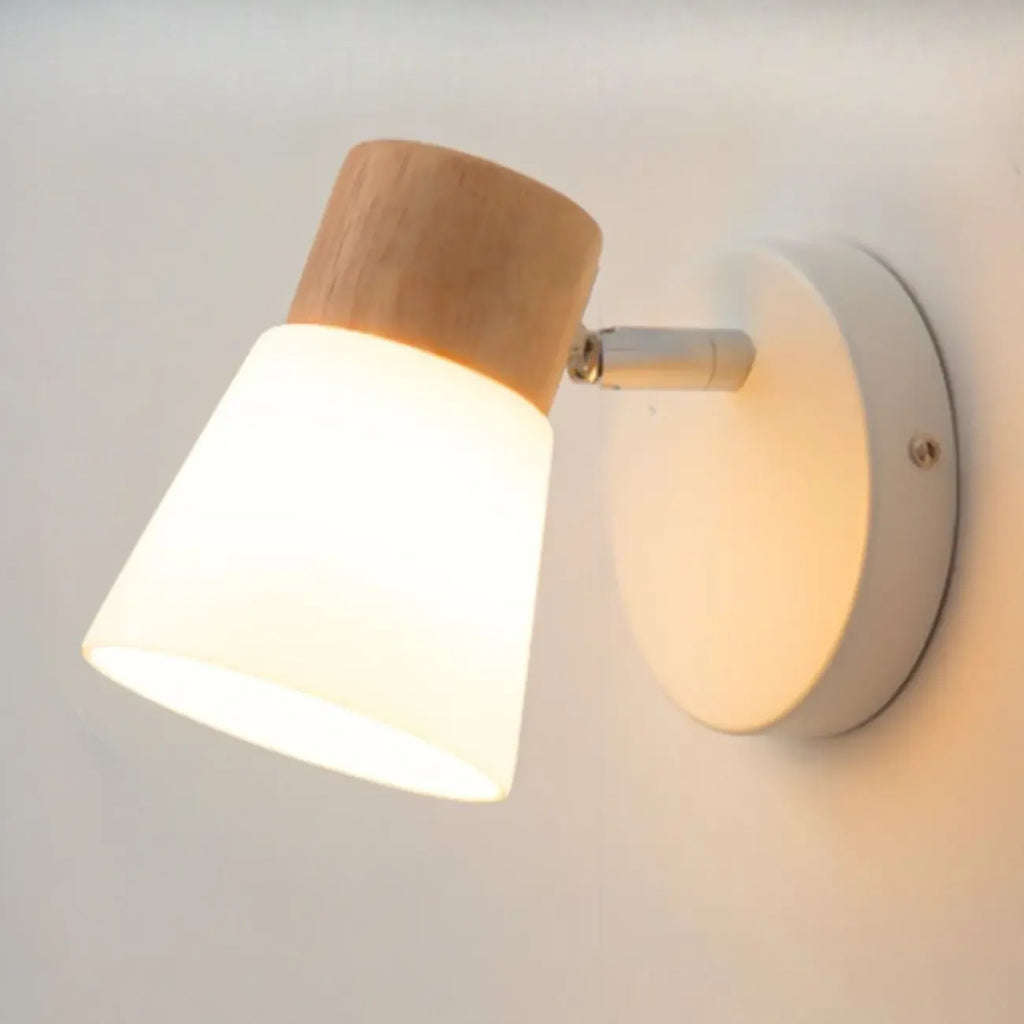 Applique murale moderne à 2 lumières en bois et verre pour salle de bain