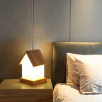 Lampe de chevet créative en bois en forme de maison