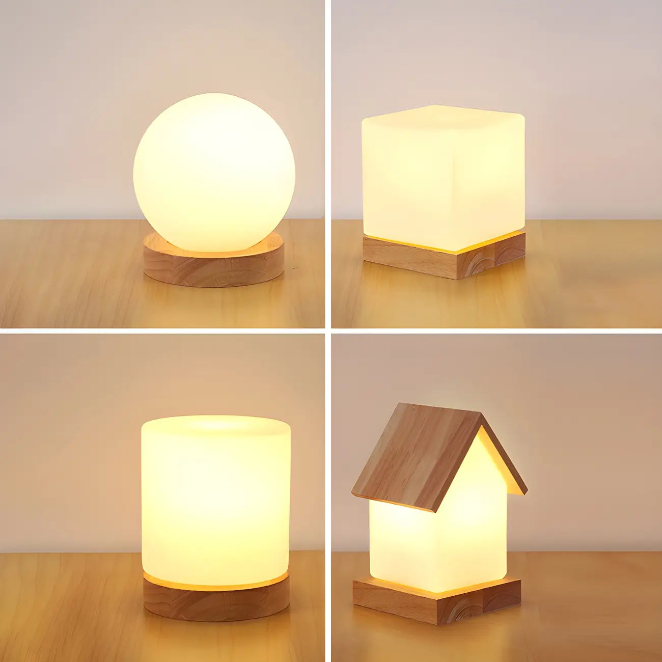 Lampe de chevet créative en bois en forme de maison