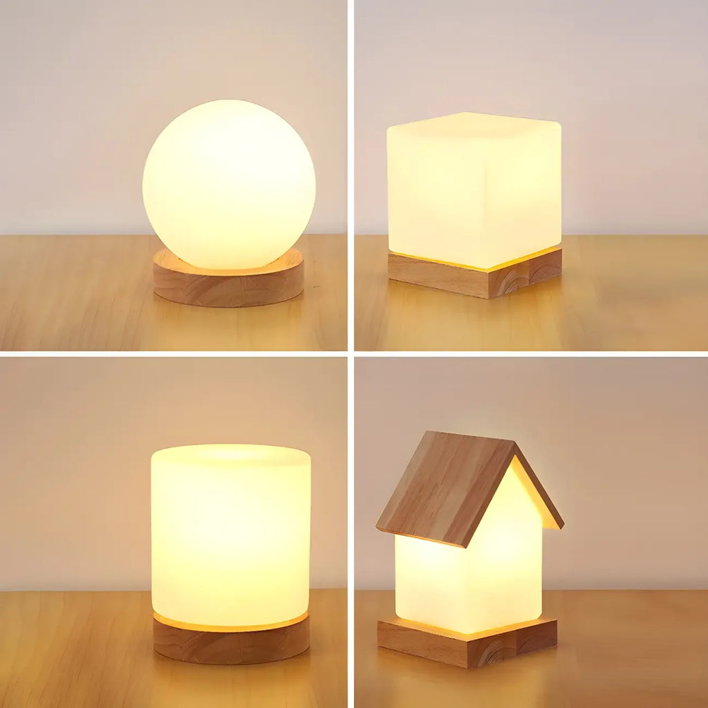 Lampe de chevet créative en bois en forme de maison