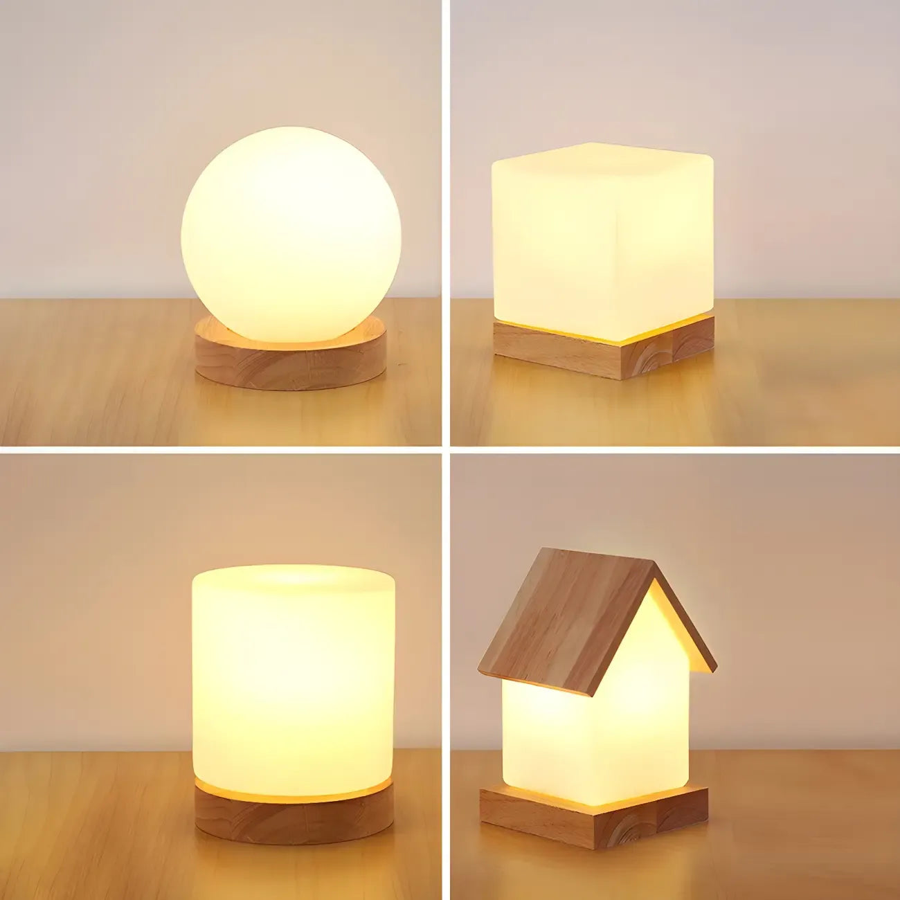 Lampe de chevet créative en bois en forme de maison