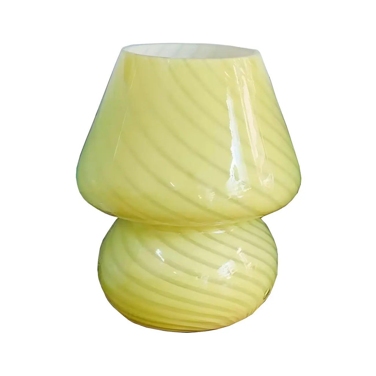 Lampe de table compacte en verre à motif en spirale pour usage résidentiel