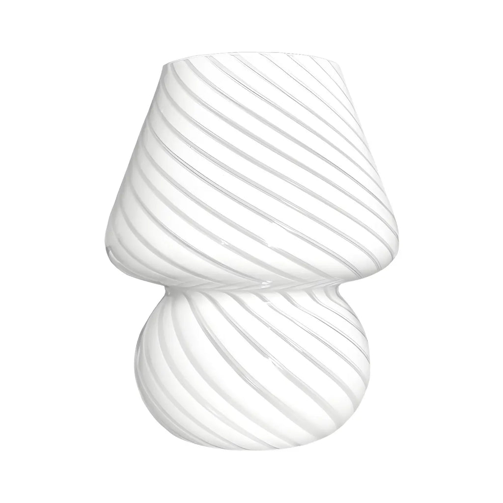Lampe de table compacte en verre à motif en spirale pour usage résidentiel