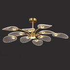 Plafonnier LED semi-encastré de luxe en forme de feuille pour chambre à coucher