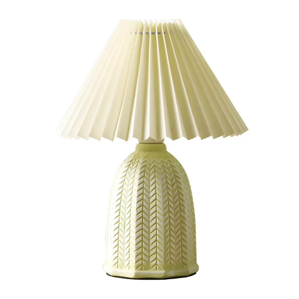 Lampe de table en céramique à abat-jour plissé style champêtre
