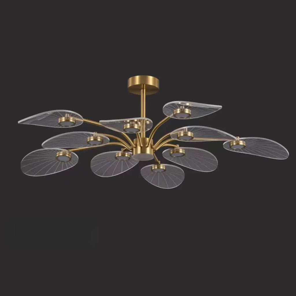 Plafonnier LED semi-encastré de luxe en forme de feuille pour chambre à coucher
