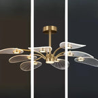 Plafonnier LED semi-encastré de luxe en forme de feuille pour chambre à coucher