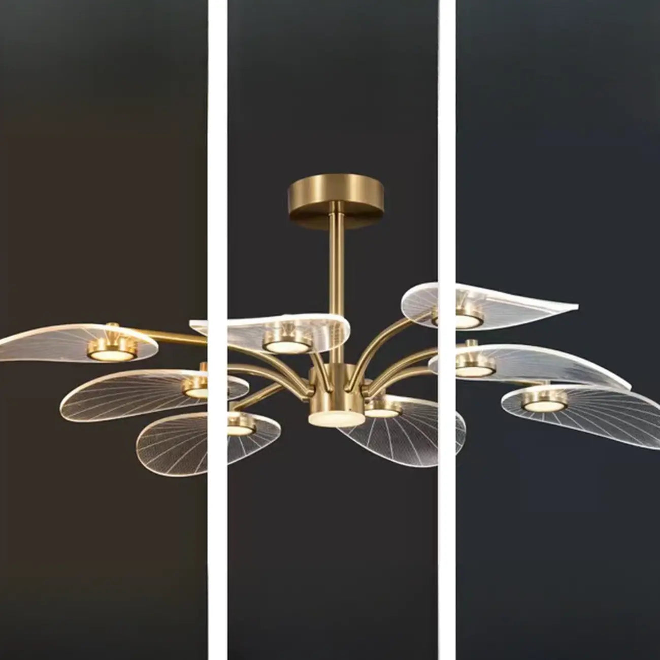 Plafonnier LED semi-encastré de luxe en forme de feuille pour chambre à coucher