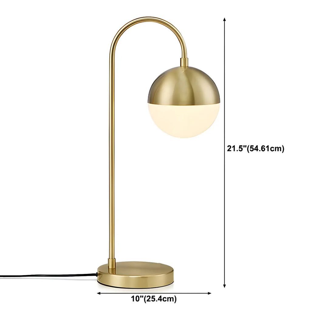 Lampada da tavolo moderna con globo in vetro e base dorata per camera da letto