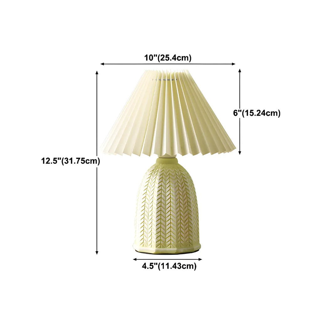 Lampe de table en céramique à abat-jour plissé style champêtre