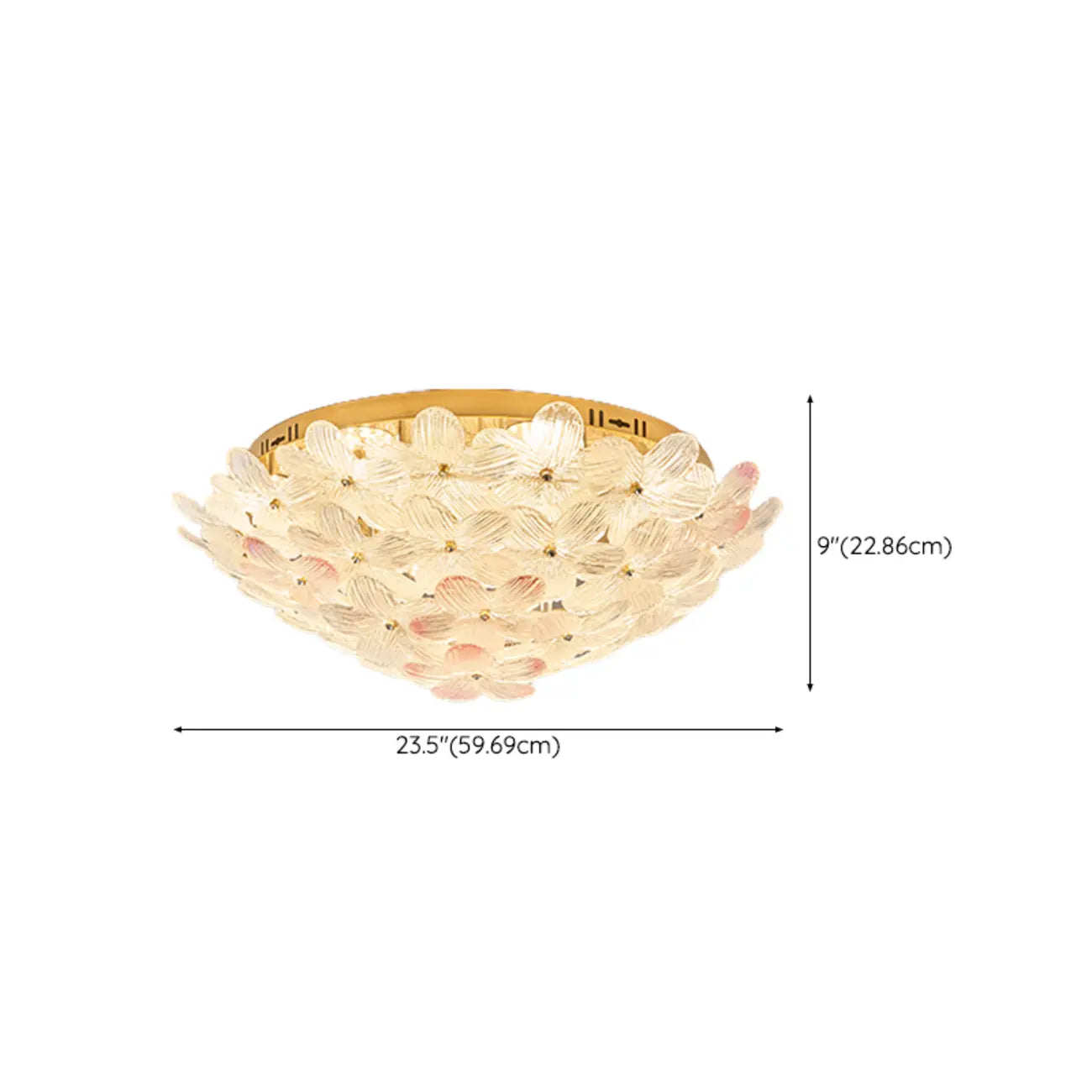Plafonnier encastré en acier inoxydable doré en forme de fleur de verre