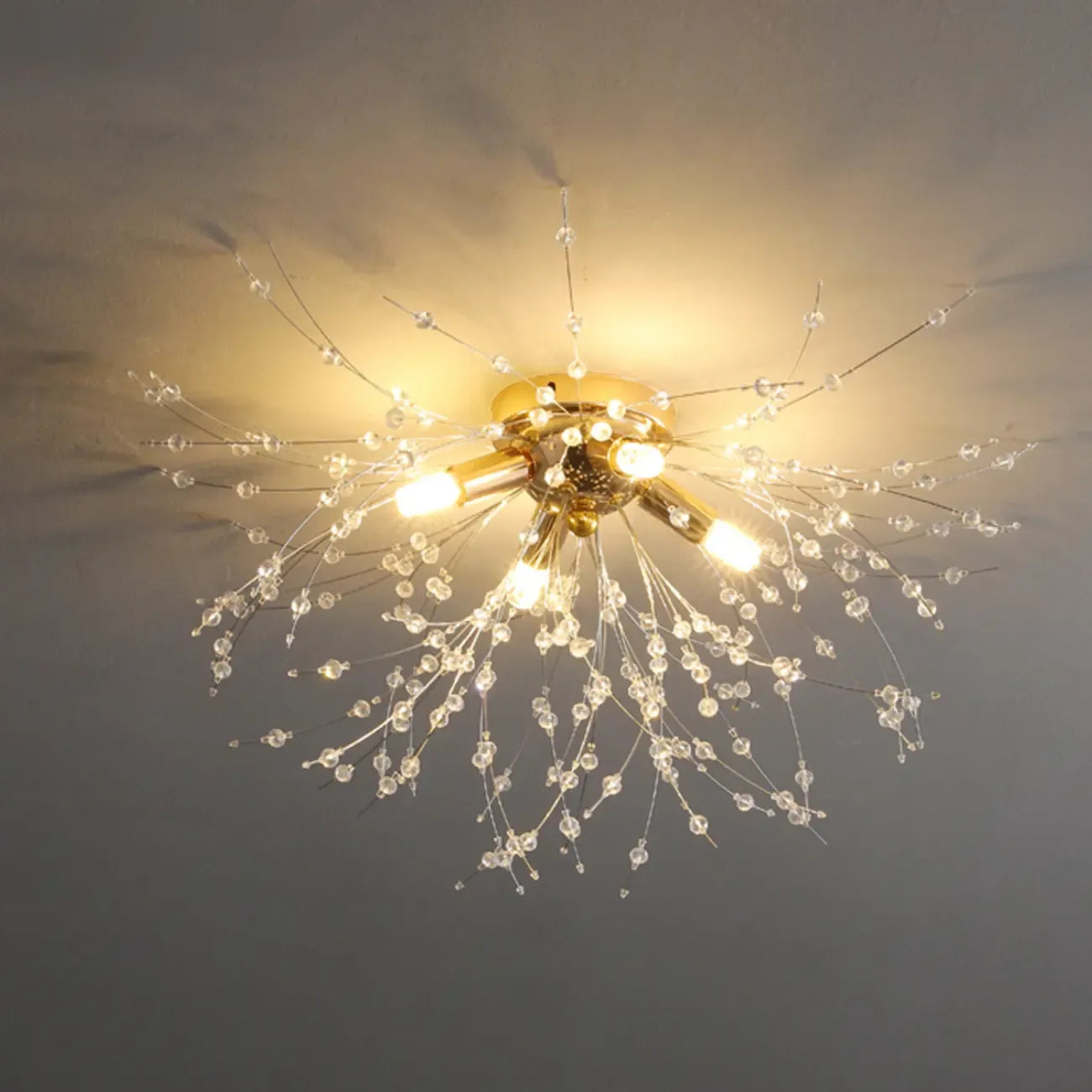Plafonnier semi-encastré en cristal de luxe pour espace de vie