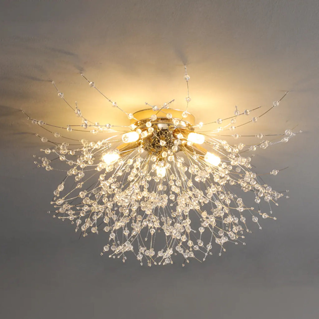 Plafonnier semi-encastré en cristal de luxe pour espace de vie