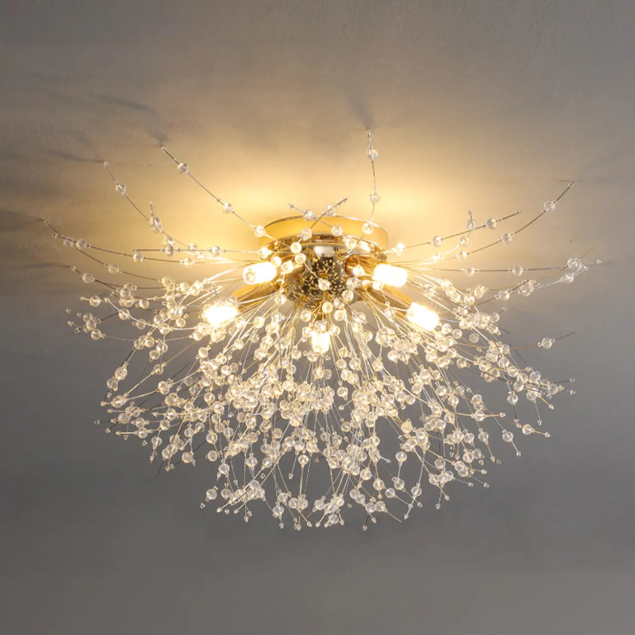 Plafonnier semi-encastré en cristal de luxe pour espace de vie