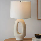 Lampada da tavolo con base in resina e paralume cilindrico Art Déco per camera da letto