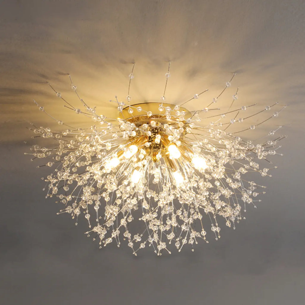 Plafonnier semi-encastré en cristal de luxe pour espace de vie