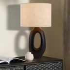 Lampada da tavolo con base in resina e paralume cilindrico Art Déco per camera da letto