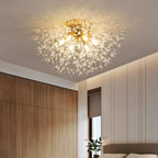 Plafonnier semi-encastré en cristal de luxe pour espace de vie