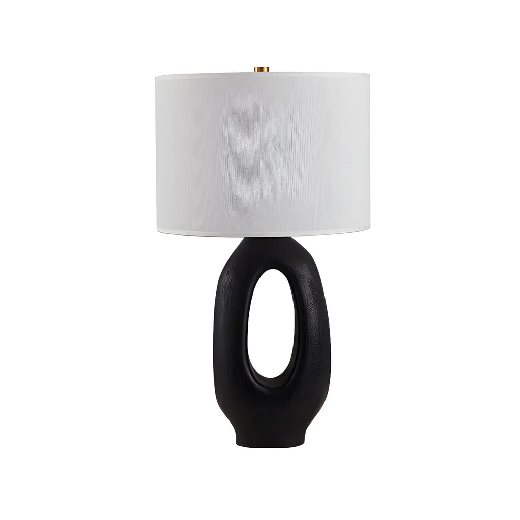 Lampada da tavolo con base in resina e paralume cilindrico Art Déco per camera da letto