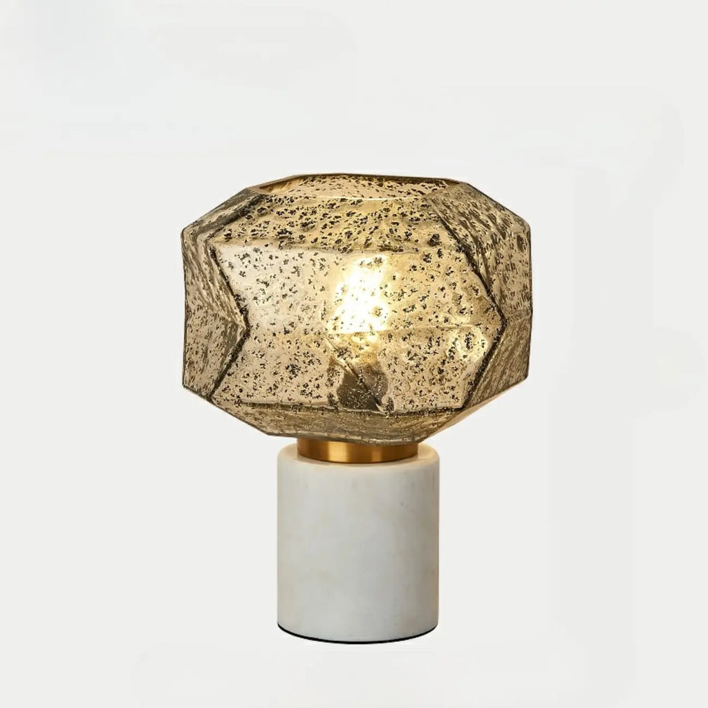 Lampe de table géométrique en verre caramel pour salon