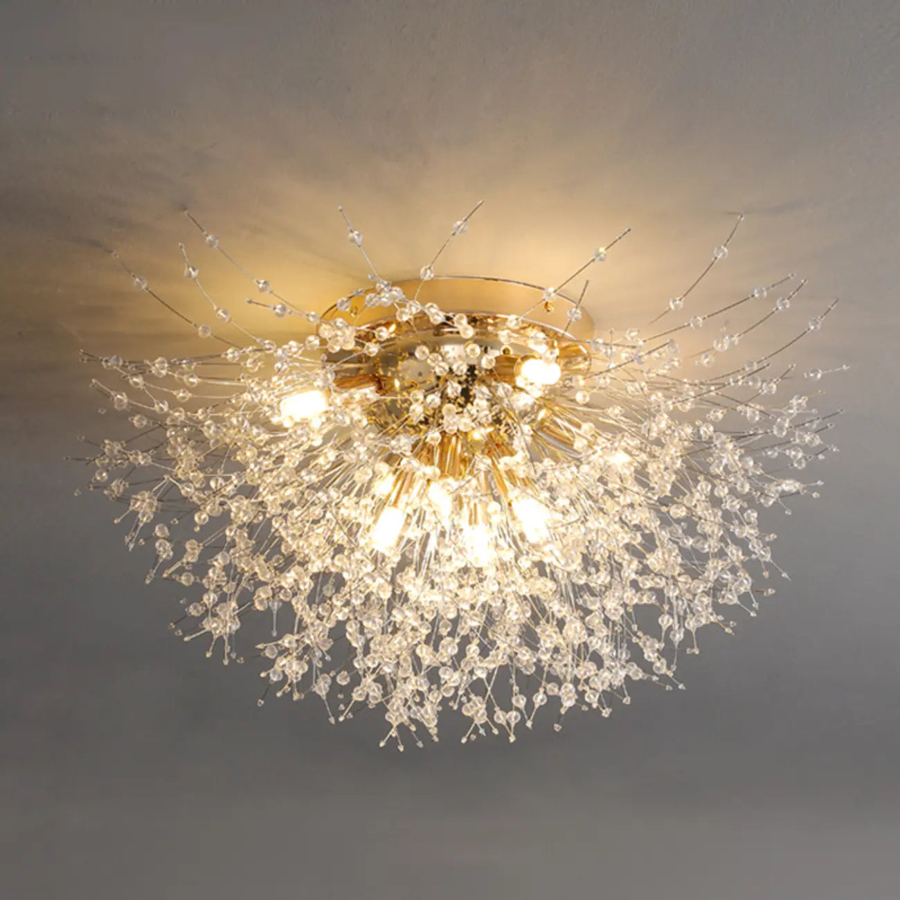 Plafonnier semi-encastré en cristal de luxe pour espace de vie