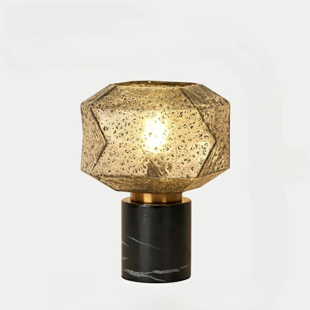 Lampe de table géométrique en verre caramel pour salon