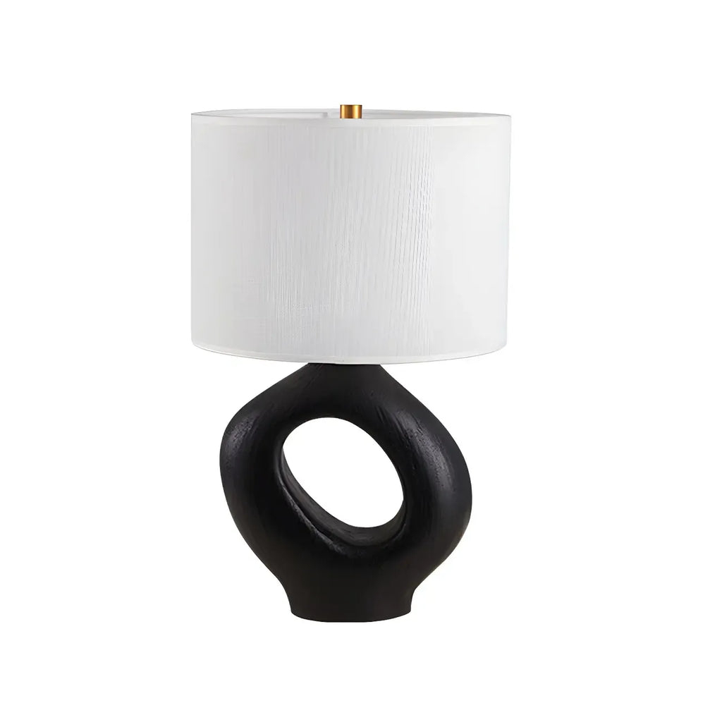 Lampada da tavolo con base in resina e paralume cilindrico Art Déco per camera da letto