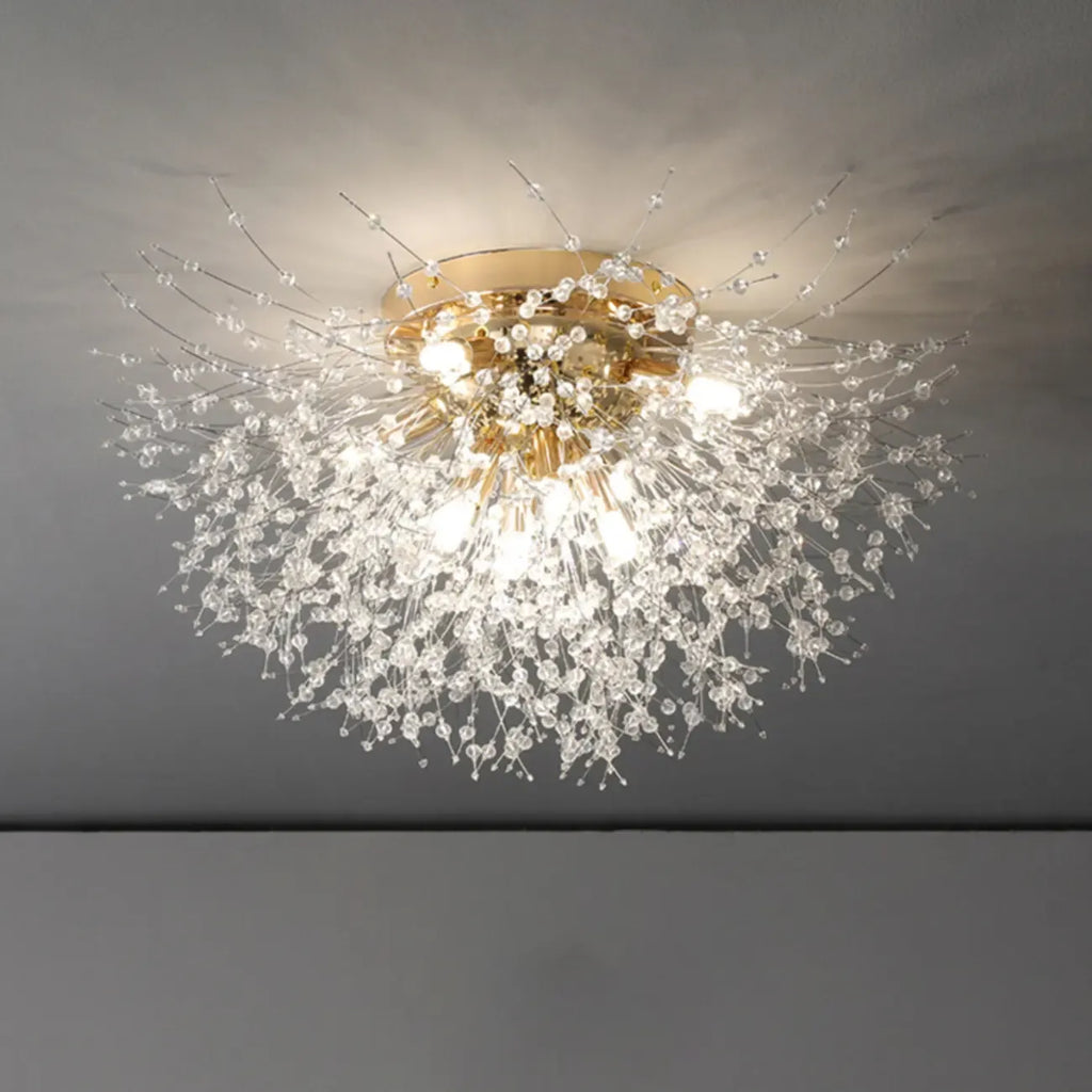 Plafonnier semi-encastré en cristal de luxe pour espace de vie