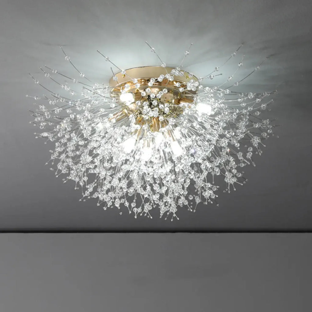 Plafonnier semi-encastré en cristal de luxe pour espace de vie