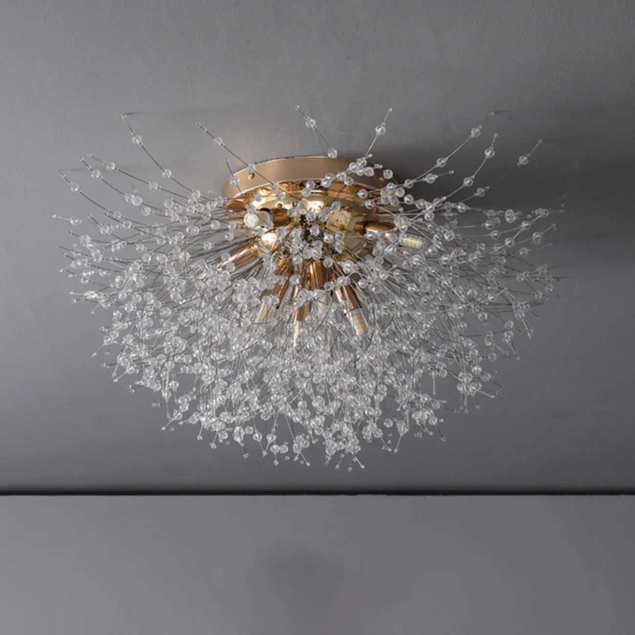 Plafonnier semi-encastré en cristal de luxe pour espace de vie