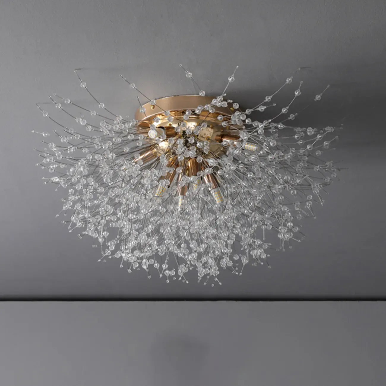 Plafonnier semi-encastré en cristal de luxe pour espace de vie