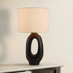 Lampada da tavolo con base in resina e paralume cilindrico Art Déco per camera da letto