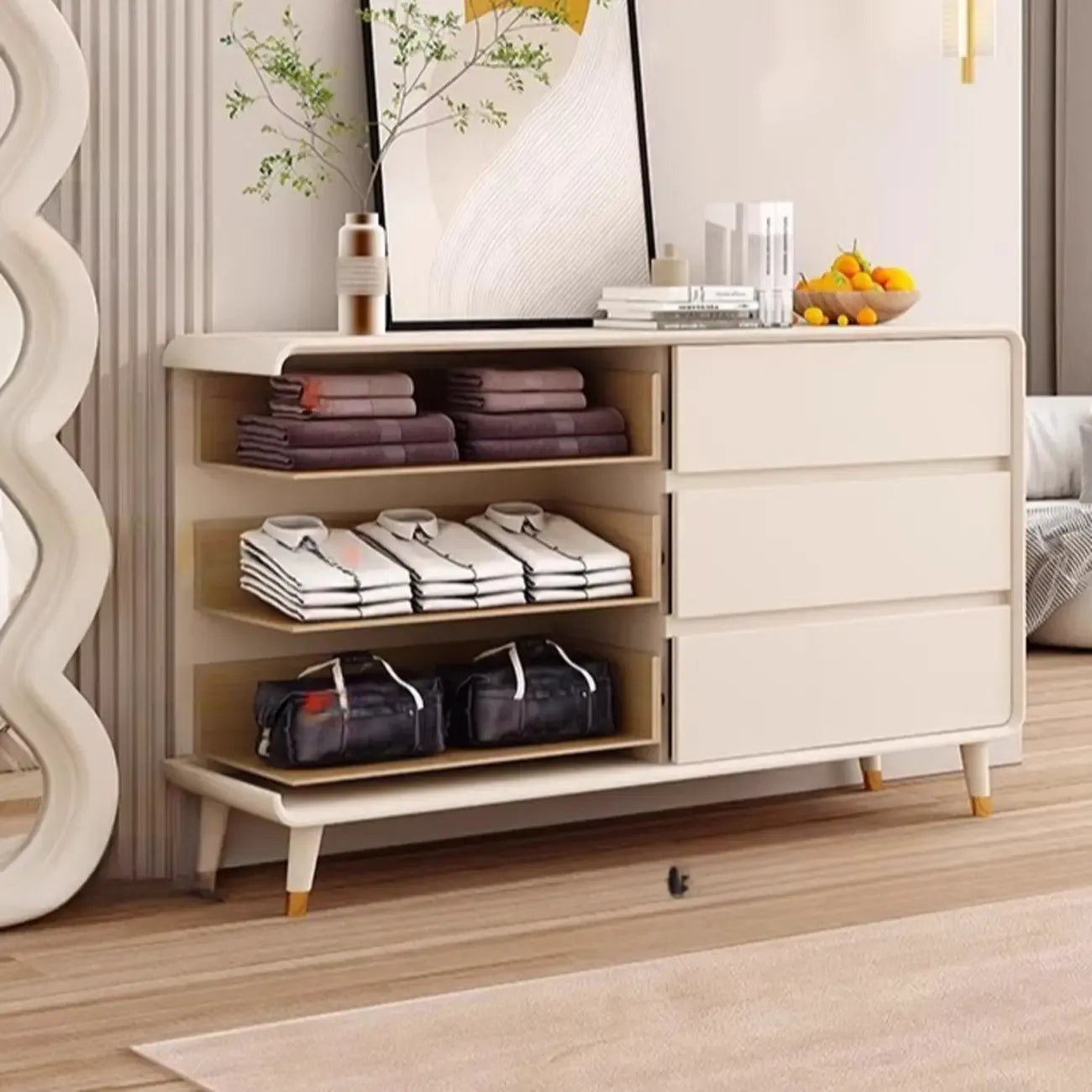 Commode d'appoint minimaliste pour usage intérieur avec plusieurs tiroirs