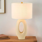 Lampada da tavolo con base in resina e paralume cilindrico Art Déco per camera da letto